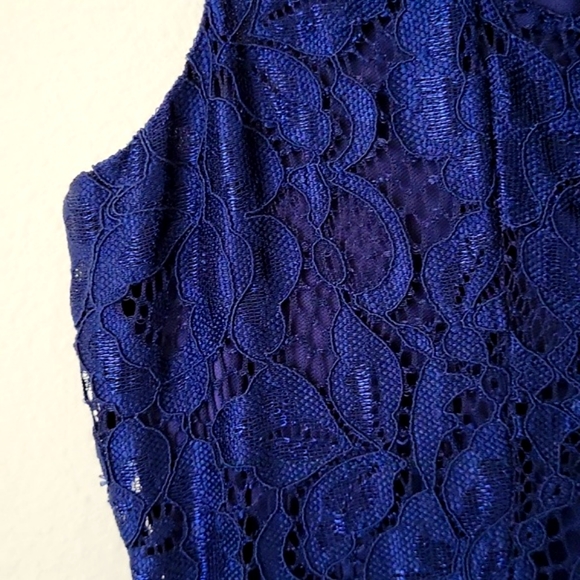 SAM EDELMAN Blue Lace Dress Sleeveless Sheath Tie Bow Back - Picture 6 of 9